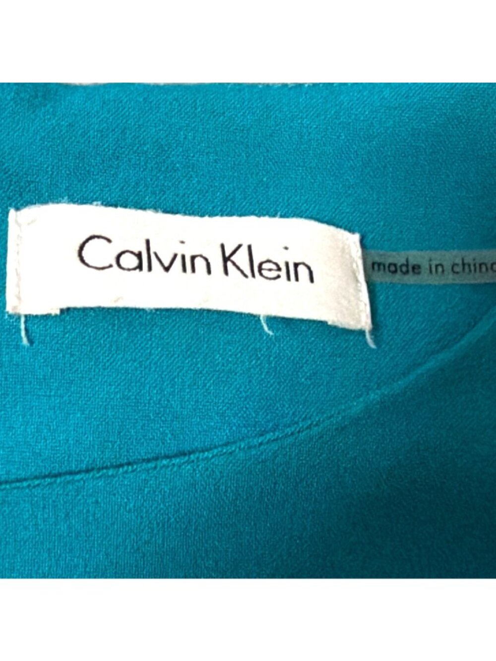 Y2K Colorblock Sheath Dress Calvin Klein Sleeveless Teal & White Womens Size 14 - Picture 3 of 6
